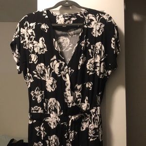 Black and white floral jumpsuit